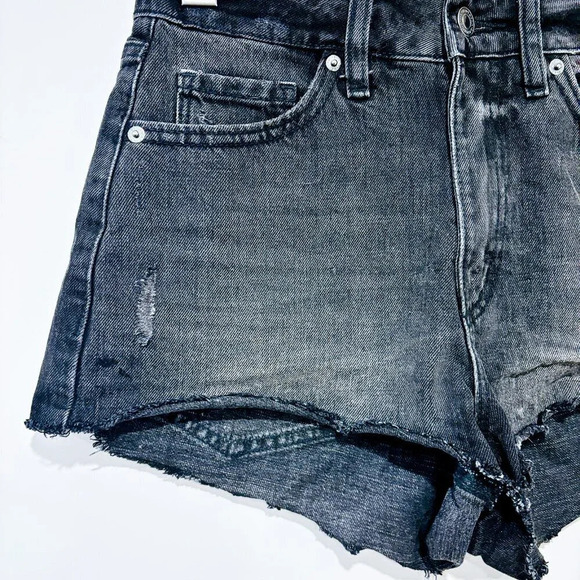 DYNAMITE Black distressed denim shorts | Paige high-waist cutoffs | Size 25 * - Picture 3 of 7